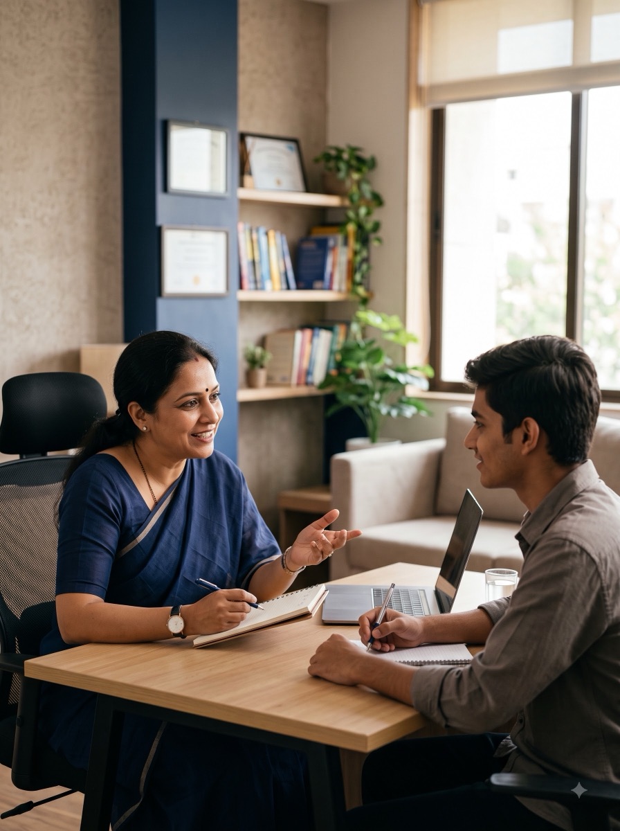 An experienced Lodestar career counsellor in a one-to-one session