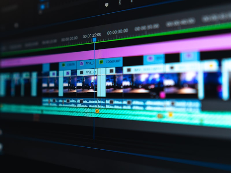 A video editing timeline on screen