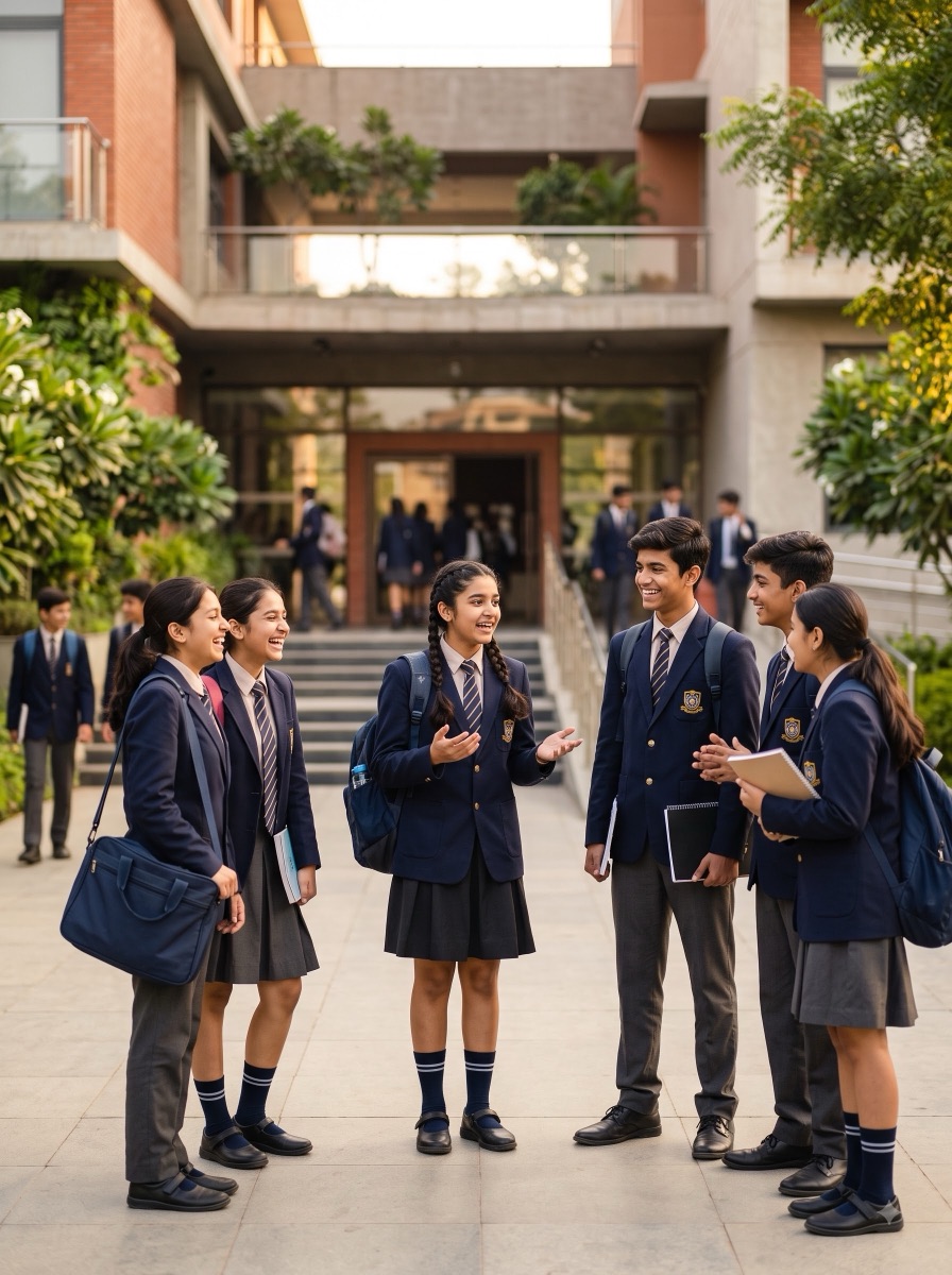 Students on their school campus