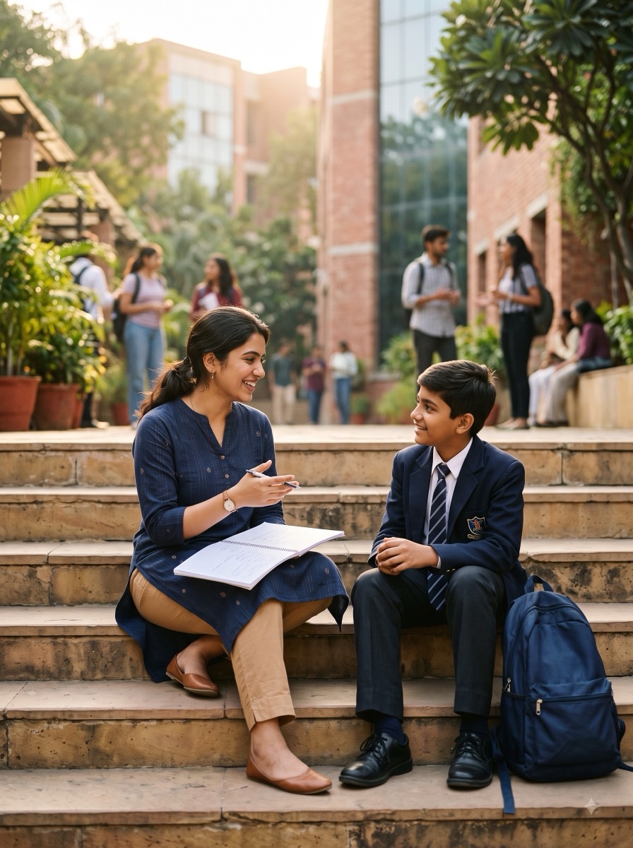 A Lodestar student expert mentoring a school student